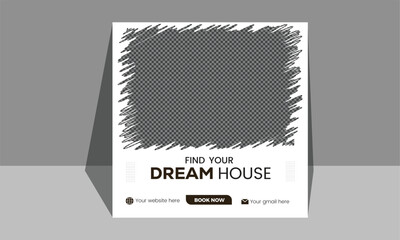 Real estate house social media post or square banner template.
