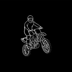 Kids Dirt Bike Line Art Illustration Vector Design