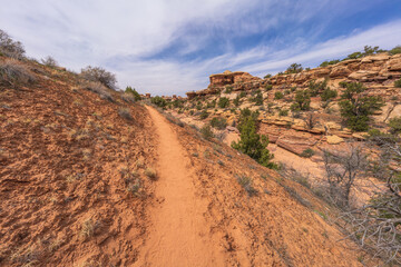 hiking the chesler park loop trail in the needles in canyonlands national park, usa