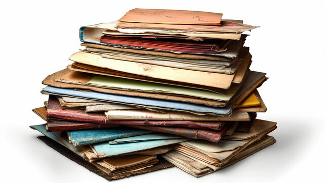 Stack Of old Files on white background