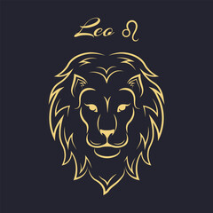 Leo zodiac sign. Symbol and icon of astrology horoscope. Vector illustrations