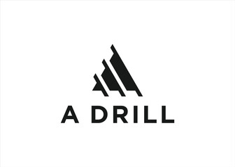 drill with letter a logo design vector silhouette illustration