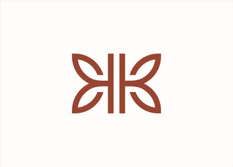 letter kk with butterfly logo design vector silhouette illustration