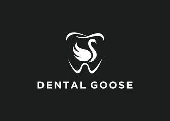 dental and goose logo design vector silhouette illustration