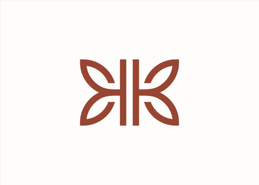 letter kk with butterfly logo design vector silhouette illustration