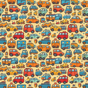 hand drawen pattern with cars