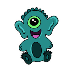 Vector illustration, cute cartoon monster