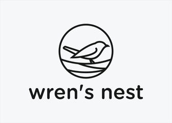 wren bird logo design vector silhouette illustration - obrazy, fototapety, plakaty