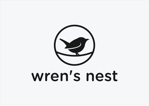 wren bird logo design vector silhouette illustration