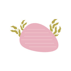 Aesthetic Memo Notebook with flower paper frame for text. Planner sticker element sticky. Flat vector illustration. Cute Notes planner page.