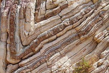 Folded limestone on Crete, Greece, closeup
