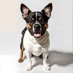 the dog and white background