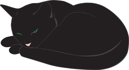 Illustrated sleeping black cat