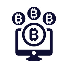Bitcoin, Online, computer, Currency Payment Icon