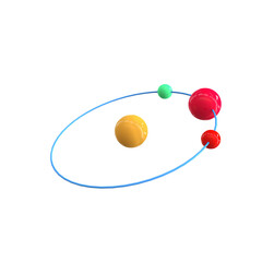 Atom structure 3d illustration rendering