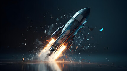Fototapeta na wymiar A Cartoon Rocket Launch Illustration. Generative AI