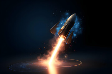 A Cartoon Rocket Launch Illustration. Generative AI