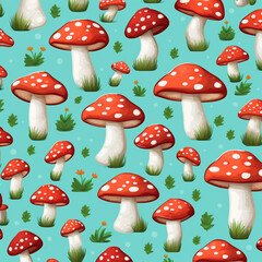 pattern with mushrooms, generative ai