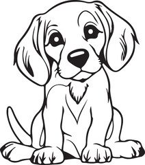 dog,vector, book, outline, smile, coloring