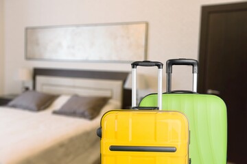Plastic Suitcase or luggage in a hotel room
