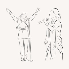 Women singer line art illustration