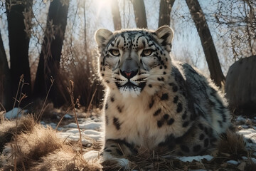 The Majestic Snow Leopard in its Natural Habitat. Generative AI