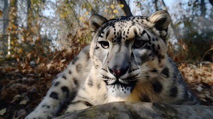 Obraz premium The Majestic Snow Leopard in its Natural Habitat. Generative AI