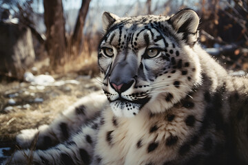 The Majestic Snow Leopard in its Natural Habitat. Generative AI