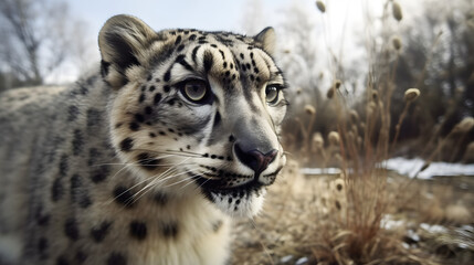 The Majestic Snow Leopard in its Natural Habitat. Generative AI