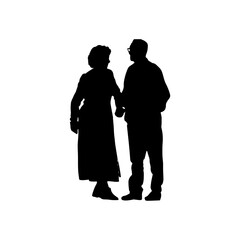 Vector illustration. An elderly couple of pensioners.