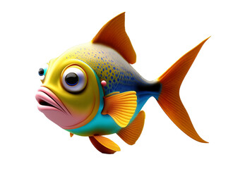 3d colorful cute baby fish ai generative 