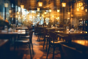 Blurred restaurant background. Generative AI.