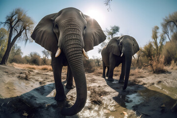 Fototapeta na wymiar Elephants: Guardians of the Wild. Generative AI