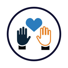 together, hands, friendly, Gesture, hand, heart, donation charity volunteer help icon