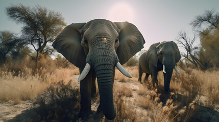 Fototapeta na wymiar Elephants: Guardians of the Wild. Generative AI
