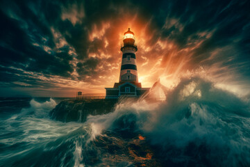 lighthouse at night