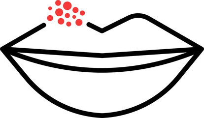 png herpes on lips icon isolated. Cold sore lips sign. - obrazy, fototapety, plakaty