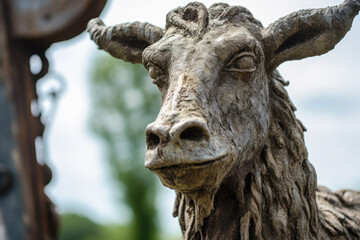 Fototapeta na wymiar A statue of a goat