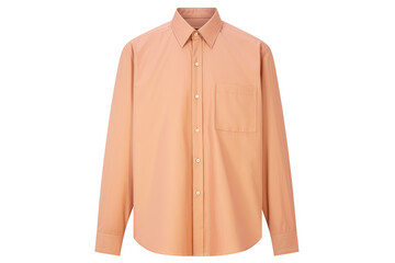 An orange shirt that has a button down collar on white background - obrazy, fototapety, plakaty