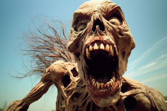 A zombie with his mouth wide open