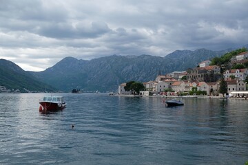 Beautiful town of Perast by Bay of Kotor in Montenegro. Perast is historic city on the Unesco list.