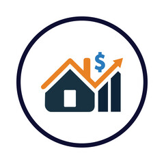 home, house, money, dollar, growth, graph, chart, house market growth icon