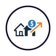 home, house, money, dollar, growth, graph, chart, house market growth icon