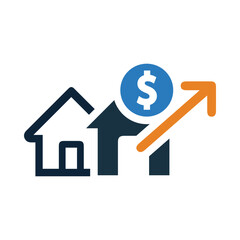 home, house, money, dollar, growth, graph, chart, house market growth icon