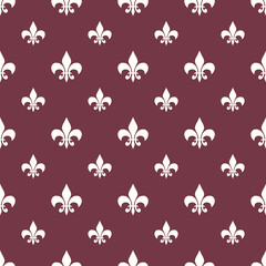 fleur-de-lis seamless pattern.Pink white template. Floral texture. Elegant decoration, royal lily retro background. Design vintage for card, wallpaper, wrapping, textile.