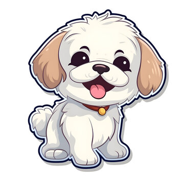 Cute White Shih Tzu Puppy Cartoon Mascot Character