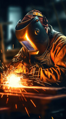 Welder at work created with generative AI technology