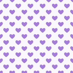 Seamless purple white heart pattern background.Simple heart shape seamless pattern in diagonal arrangement. Love and romantic theme background.