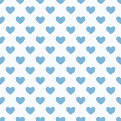 Seamless blue white heart pattern background.Simple heart shape seamless pattern in diagonal arrangement. Love and romantic theme background.