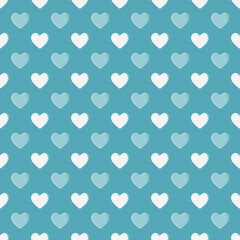 Seamless blue white heart pattern background.Simple heart shape seamless pattern in diagonal arrangement. Love and romantic theme background.